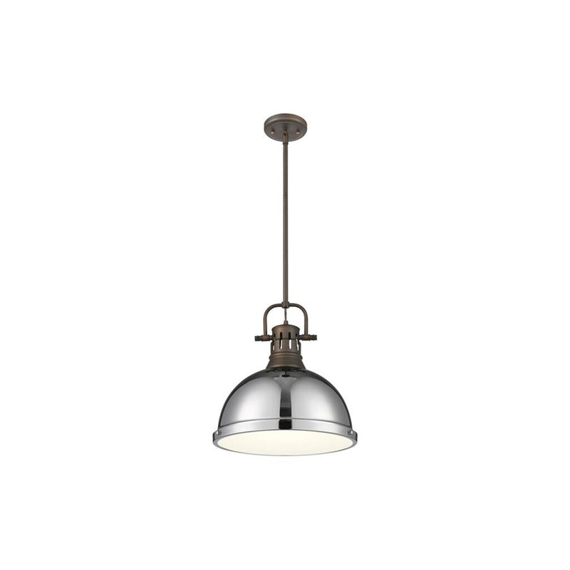 Golden Lighting Duncan Large 1-Light Rod Pendant, Bronze/Chrome