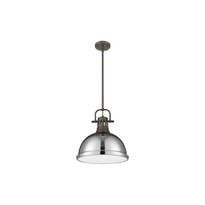Golden Lighting Duncan Large 1-Light Rod Pendant, Bronze/Chrome