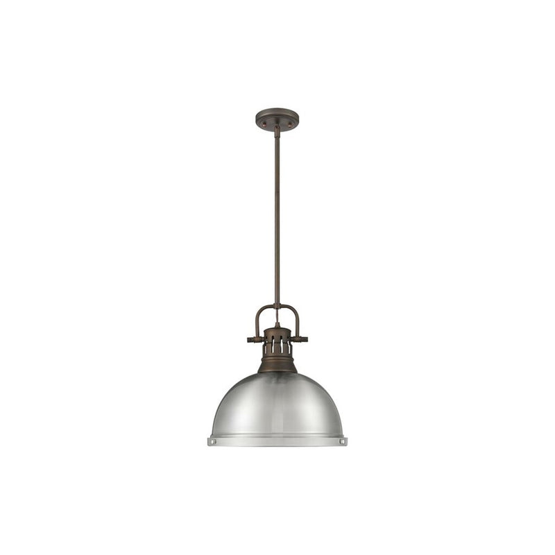 Golden Lighting Duncan Large 1-Light Rod Pendant, Bronze/Pewter - 3604-LRBZ-PW