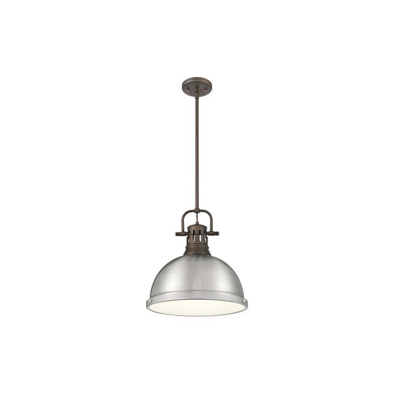 Golden Lighting Duncan Large 1-Light Rod Pendant, Bronze/Pewter