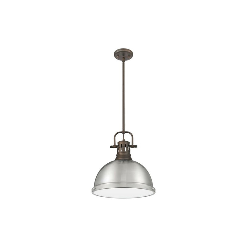 Golden Lighting Duncan Large 1-Light Rod Pendant, Bronze/Pewter