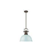 Golden Lighting Duncan Large 1-Light Rod Pendant, Bronze/Seafoam - 3604-LRBZ-SF
