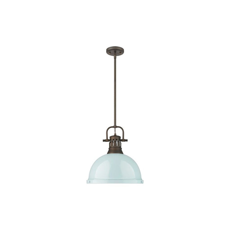 Golden Lighting Duncan Large 1-Light Rod Pendant, Bronze/Seafoam - 3604-LRBZ-SF