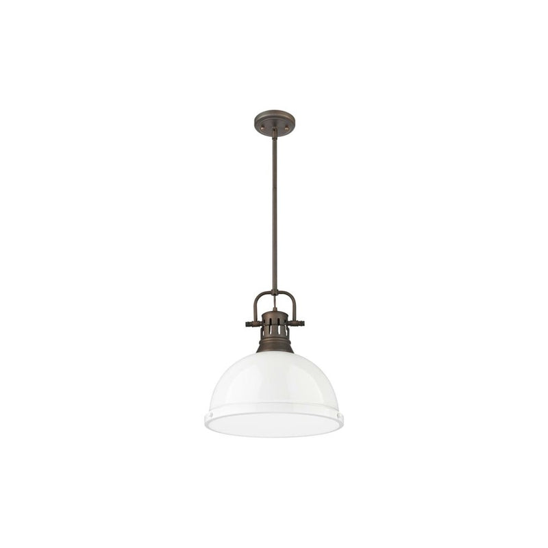 Golden Lighting Duncan Large 1-Light Rod Pendant, Bronze/White