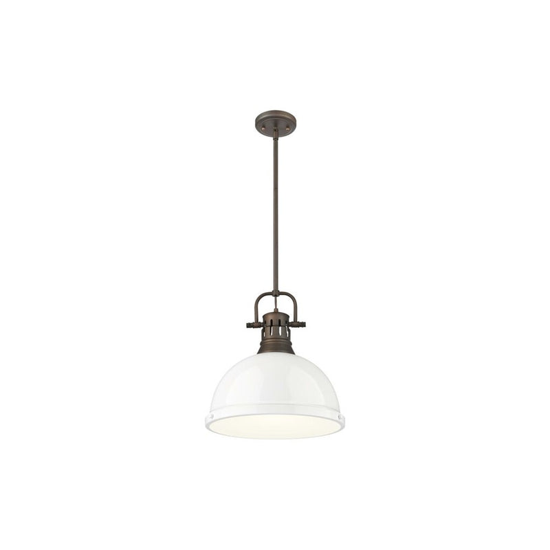 Golden Lighting Duncan Large 1-Light Rod Pendant, Bronze/White
