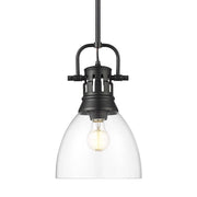Golden Lighting Duncan 9in 1-Light Pendant | Farmhouse Matte Black and Clear Glass | Kitchen Island & Dining Room | Model 3604-S BLK-CLR