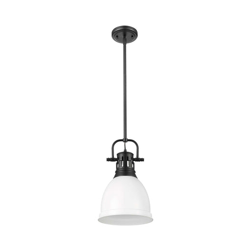 Golden Lighting Duncan 9in 1-Light Pendant | Farmhouse Matte Black and Matte White Steel | Kitchen & Dining Room | Model 3604-S BLK-WHT