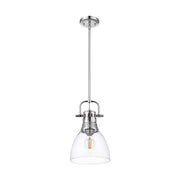 Golden Lighting Duncan 9in 1-Light Rod Pendant | Farmhouse Chrome and Clear Glass | Kitchen Island & Dining Room | Model 3604-S CH-CLR