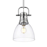 Golden Lighting Duncan 9in 1-Light Rod Pendant | Farmhouse Chrome and Clear Glass | Kitchen Island & Dining Room | Model 3604-S CH-CLR
