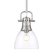 Golden Lighting Duncan 9in 1-Light Rod Pendant | Farmhouse Pewter and Clear Glass | Kitchen Island & Dining Room | Model 3604-S PW-CLR