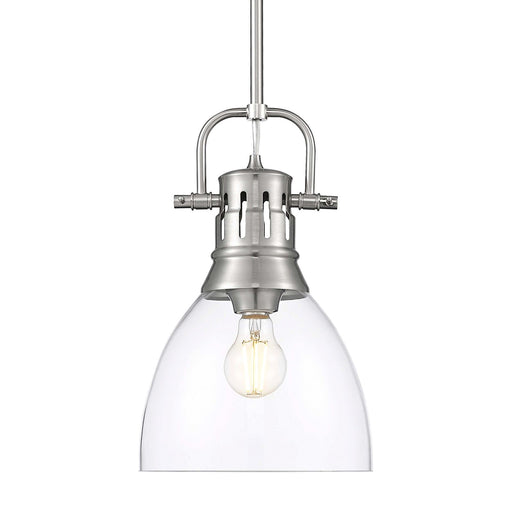 Golden Lighting Duncan 9in 1-Light Rod Pendant | Farmhouse Pewter and Clear Glass | Kitchen Island & Dining Room | Model 3604-S PW-CLR