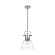 Golden Lighting Duncan 9in 1-Light Rod Pendant | Farmhouse Pewter and Clear Glass | Kitchen Island & Dining Room | Model 3604-S PW-CLR
