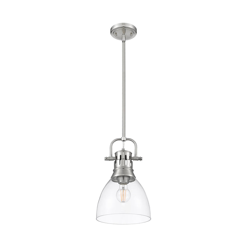 Golden Lighting Duncan 9in 1-Light Rod Pendant | Farmhouse Pewter and Clear Glass | Kitchen Island & Dining Room | Model 3604-S PW-CLR