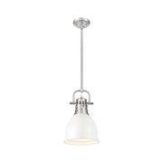 Golden Lighting Duncan 9in 1-Light Rod Pendant | Country Farmhouse Pewter and Matte White Steel | Kitchen Island & Dining Room | Model 3604-S PW-WHT