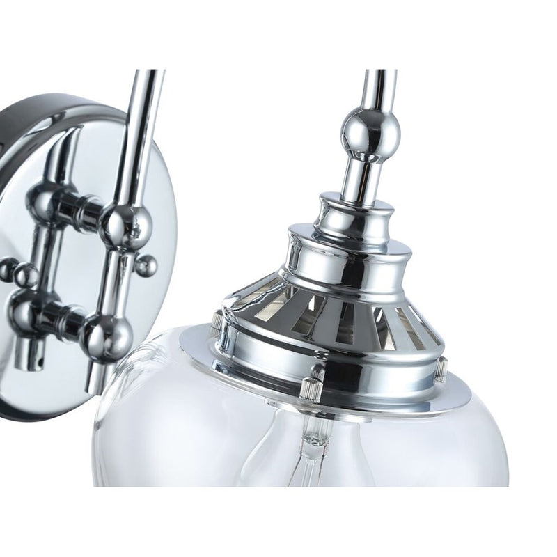 Golden Lighting Daphne 1-Light Wall Sconce, Chrome/Clear Glass