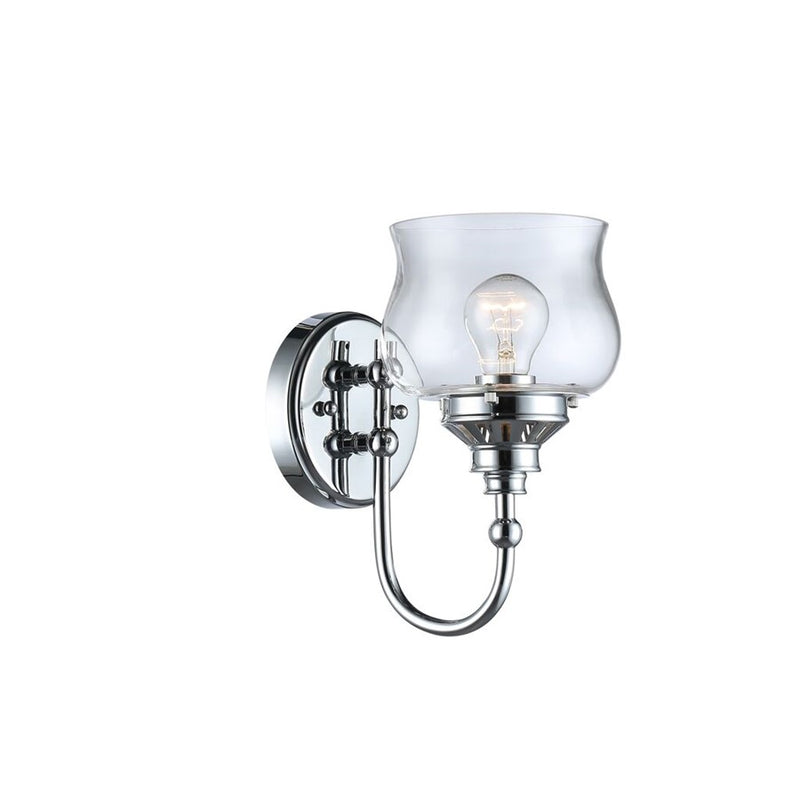 Golden Lighting Daphne 1-Light Wall Sconce, Chrome/Clear Glass