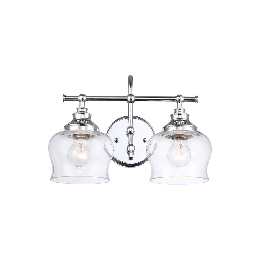 Golden Lighting Daphne 2-Light Vanity Light, Chrome/Clear Glass - 3610-BA2CH-CLR