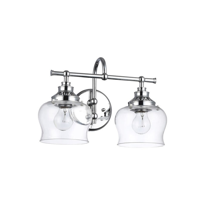 Golden Lighting Daphne 2-Light Vanity Light, Chrome/Clear Glass
