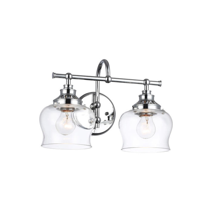 Golden Lighting Daphne 2-Light Vanity Light, Chrome/Clear Glass