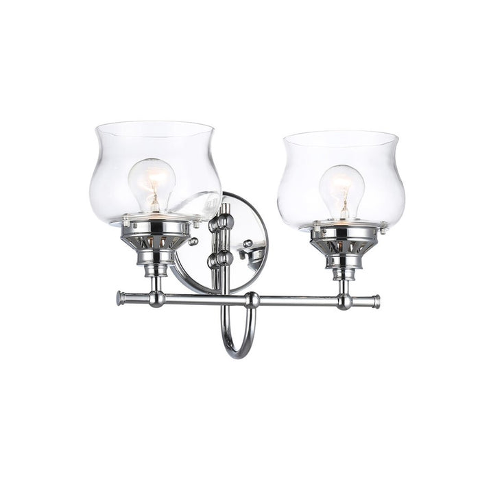 Golden Lighting Daphne 2-Light Vanity Light, Chrome/Clear Glass