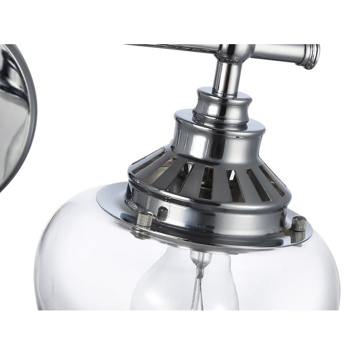 Golden Lighting Daphne 2-Light Vanity Light, Chrome/Clear Glass