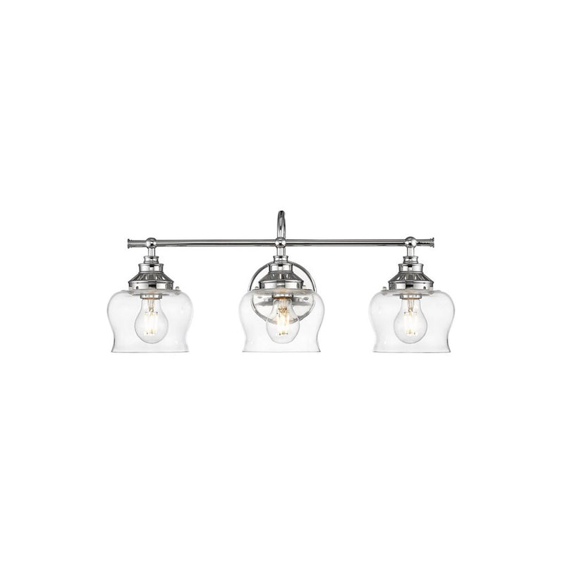 Golden Lighting Daphne 3-Light Vanity Light, Chrome/Clear Glass - 3610-BA3CH-CLR