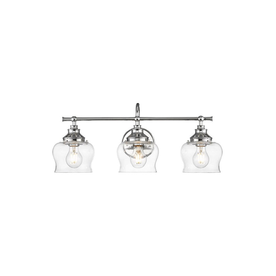Golden Lighting Daphne 3-Light Vanity Light, Chrome/Clear Glass - 3610-BA3CH-CLR
