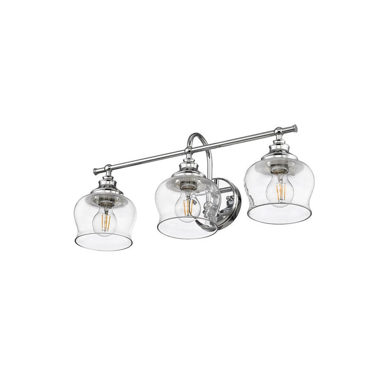 Golden Lighting Daphne 3-Light Vanity Light, Chrome/Clear Glass