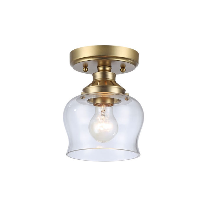 Golden Daphne 1-Light Semi-Flush, Champagne Bronze/Clear Glass