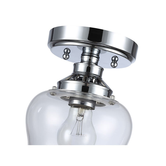Golden Lighting Daphne 1-Light Semi-Flush, Chrome/Clear Glass