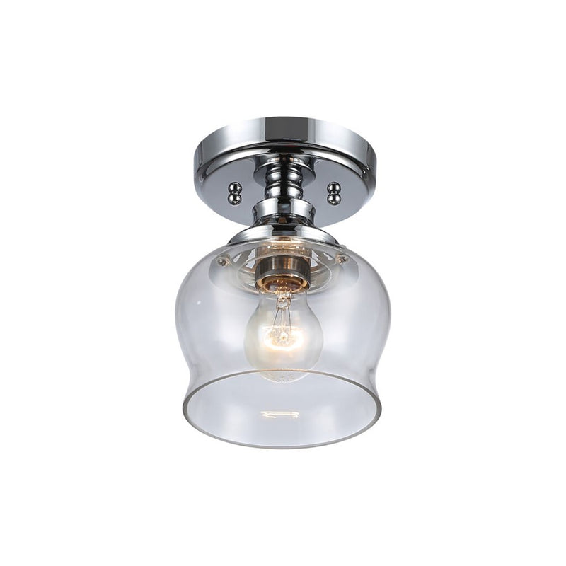 Golden Lighting Daphne 1-Light Semi-Flush, Chrome/Clear Glass
