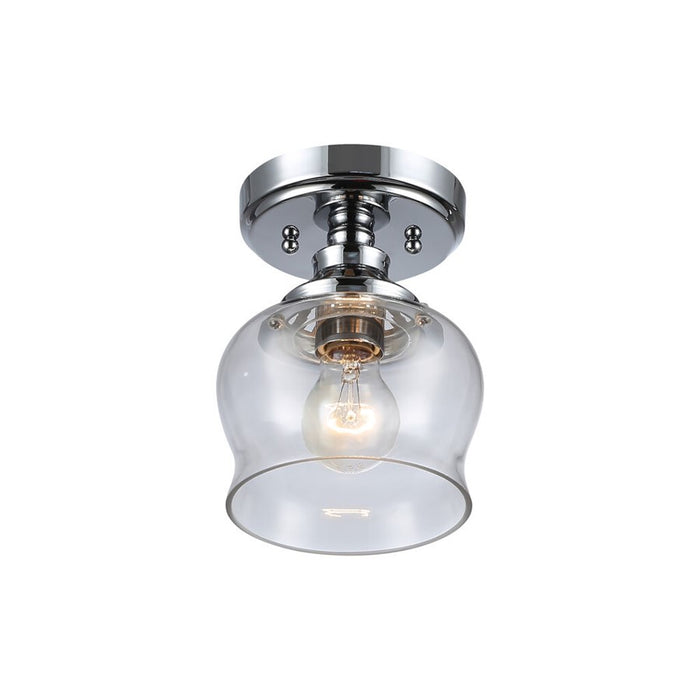 Golden Lighting Daphne 1-Light Semi-Flush, Chrome/Clear Glass