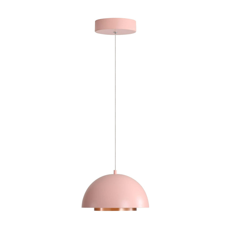 Golden Lighting Solsken 12in 1-Light LED Pendant | Modern Dusty Rose and Aged Copper Steel | Kitchen Island & Dining Room | Model 3632-12 DRS-ACR