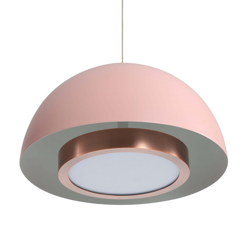 Golden Lighting Solsken 12in 1-Light LED Pendant | Modern Dusty Rose and Aged Copper Steel | Kitchen Island & Dining Room | Model 3632-12 DRS-ACR