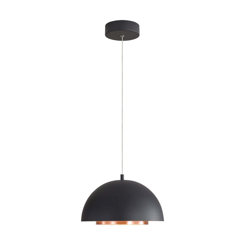Golden Lighting Solsken 12in 1-Light LED Pendant | Modern Sand Black and Aged Copper Steel | Kitchen Island & Dining Room | Model 3632-12 SNB-ACR
