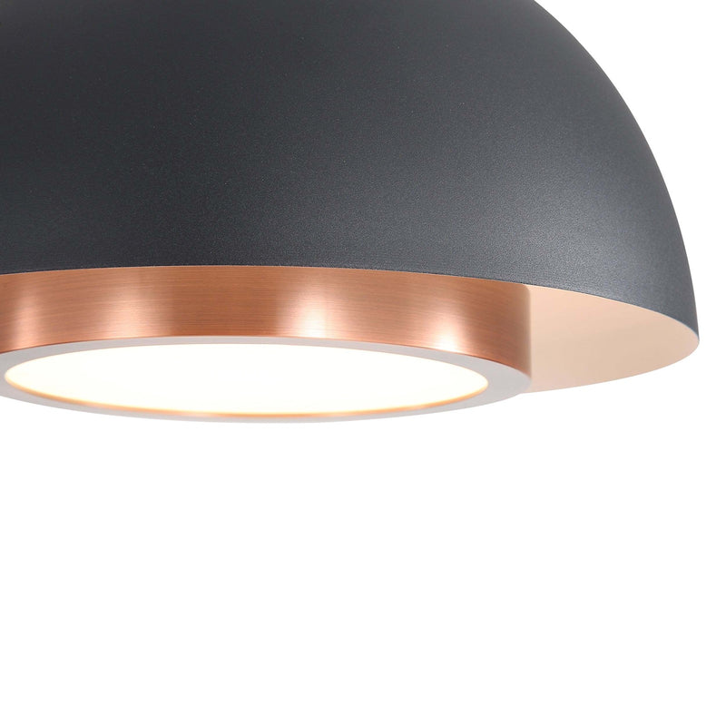 Golden Lighting Solsken 12in 1-Light LED Pendant | Modern Sand Black and Aged Copper Steel | Kitchen Island & Dining Room | Model 3632-12 SNB-ACR