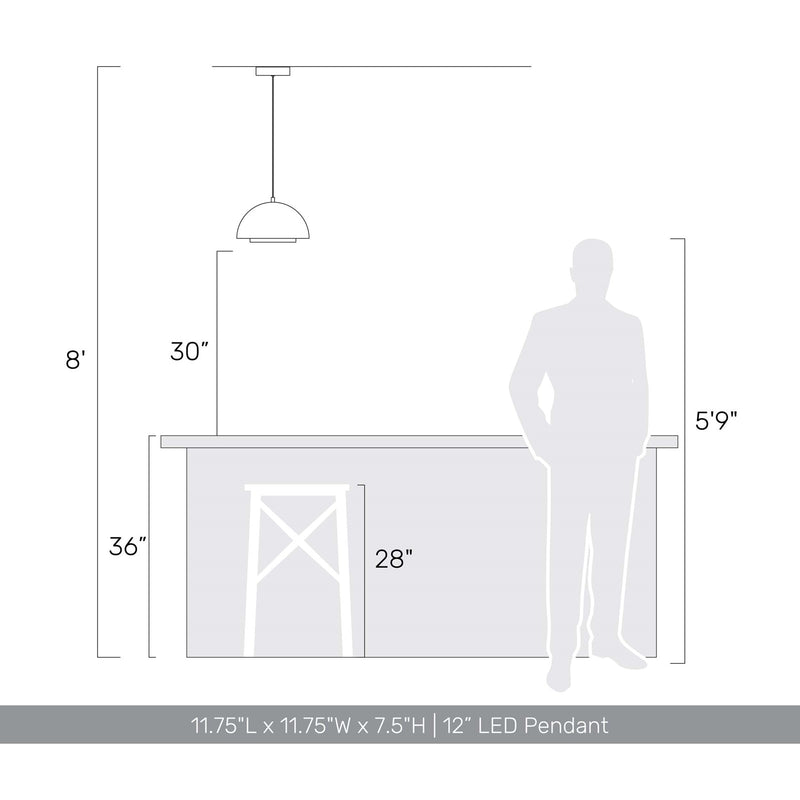 Golden Lighting Solsken 12in 1-Light LED Pendant | Modern Sand Black and Aged Copper Steel | Kitchen Island & Dining Room | Model 3632-12 SNB-ACR