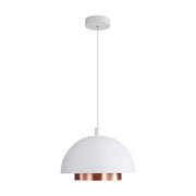 Golden Lighting Solsken 12in 1-Light LED Pendant | Modern Sand White and Aged Copper Steel | Kitchen Island & Dining Room | Model 3632-12 SNW-ACR
