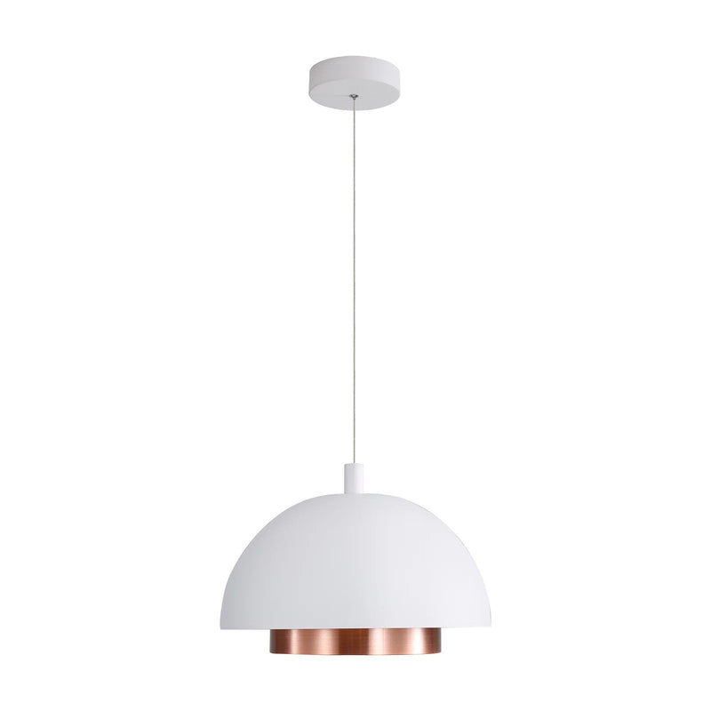 Golden Lighting Solsken 12in 1-Light LED Pendant | Modern Sand White and Aged Copper Steel | Kitchen Island & Dining Room | Model 3632-12 SNW-ACR