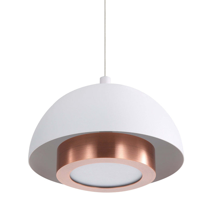 Golden Lighting Solsken 12in 1-Light LED Pendant | Modern Sand White and Aged Copper Steel | Kitchen Island & Dining Room | Model 3632-12 SNW-ACR