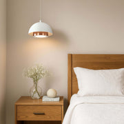 Golden Lighting Solsken 12in 1-Light LED Pendant | Modern Sand White and Aged Copper Steel | Kitchen Island & Dining Room | Model 3632-12 SNW-ACR