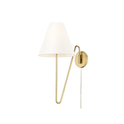 Golden Kennedy 1-Light Swing Arm, Champagne Bronze/Ivory Linen
