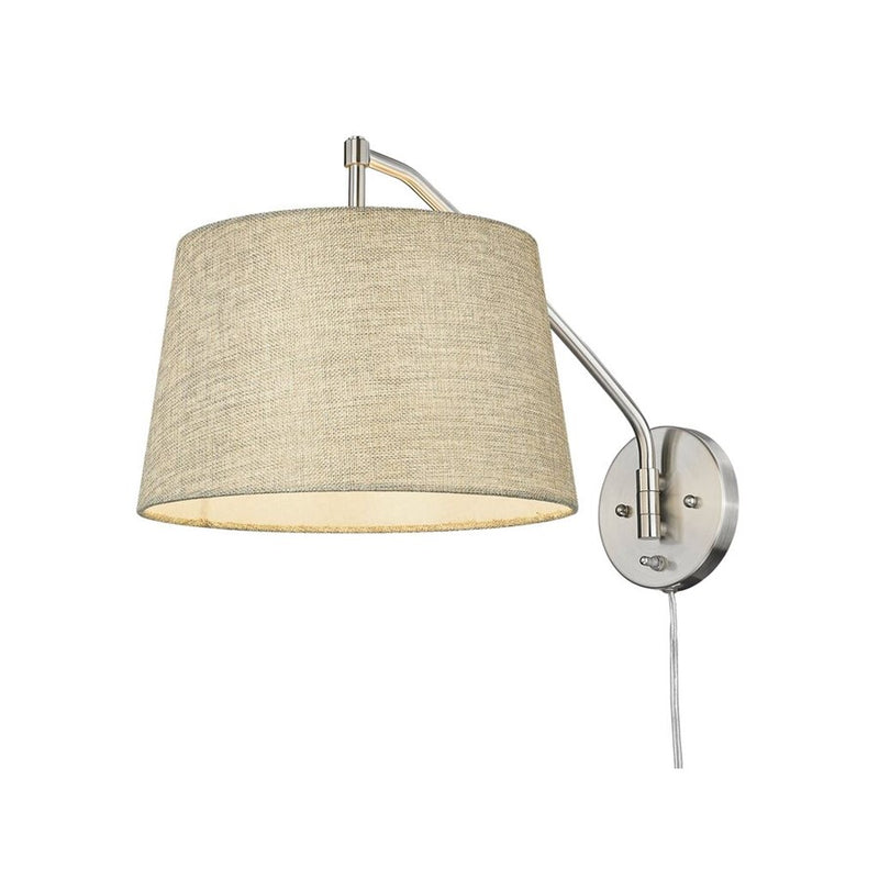 Golden Lighting Ryleigh 1-Light Swing Arm, Pewter/Natural Sisal
