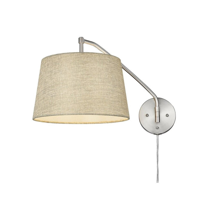 Golden Lighting Ryleigh 1-Light Swing Arm, Pewter/Natural Sisal