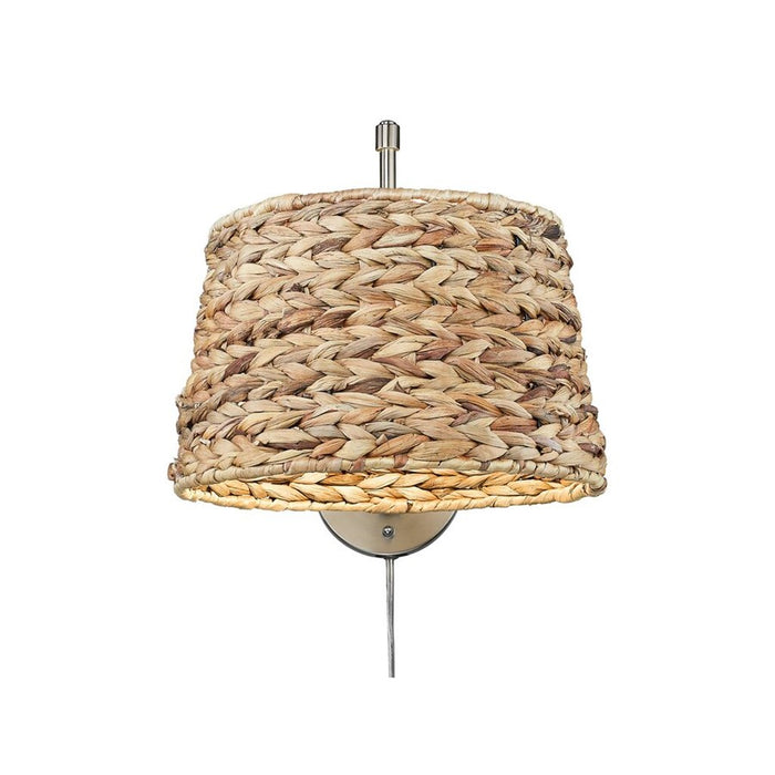 Golden Ryleigh 1-Light Swing Arm, Pewter/Woven Sweet Grass
