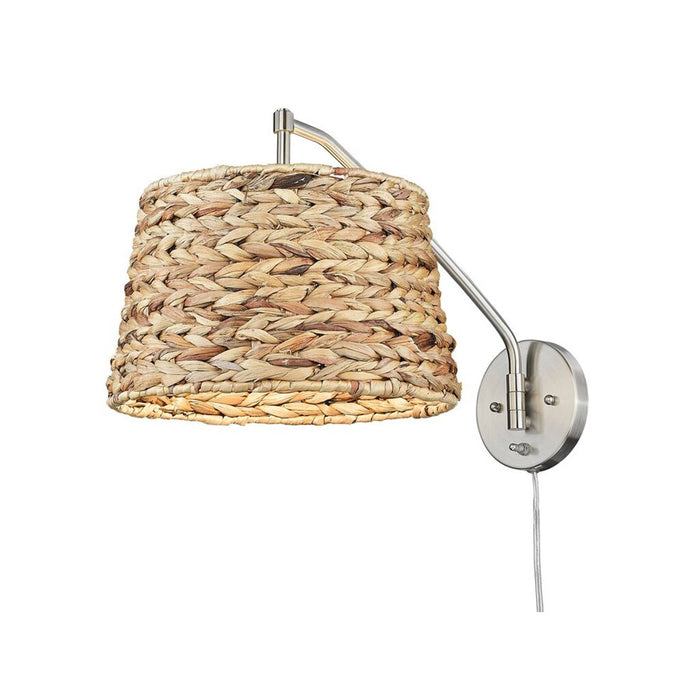 Golden Ryleigh 1-Light Swing Arm, Pewter/Woven Sweet Grass