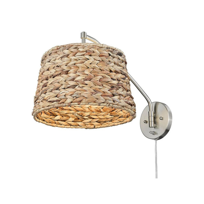 Golden Ryleigh 1-Light Swing Arm, Pewter/Woven Sweet Grass