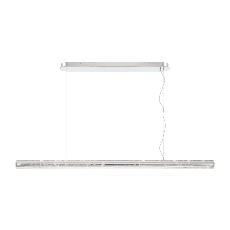 Golden Lighting Crystallo 64in LED Island Light | Glam Polished Nickel and Cloudy Crystal | Kitchen Island | Model 3726-LP64 PN-CY