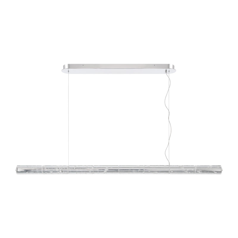 Golden Lighting Crystallo 64in LED Island Light | Glam Polished Nickel and Cloudy Crystal | Kitchen Island | Model 3726-LP64 PN-CY