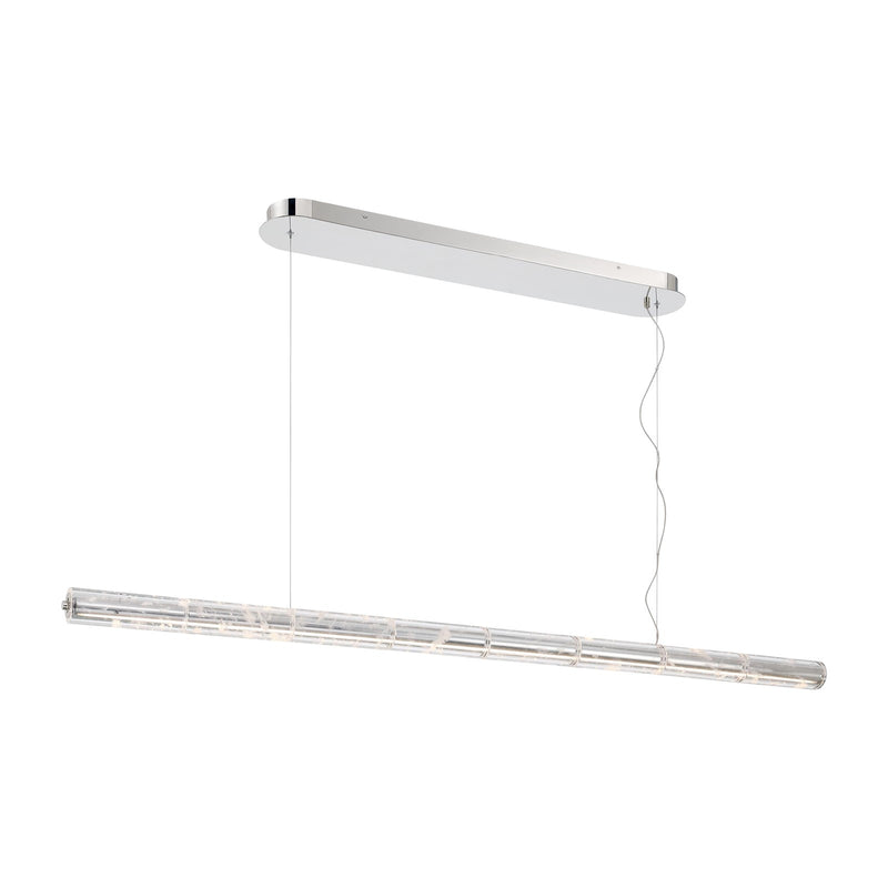 Golden Lighting Crystallo 64in LED Island Light | Glam Polished Nickel and Cloudy Crystal | Kitchen Island | Model 3726-LP64 PN-CY
